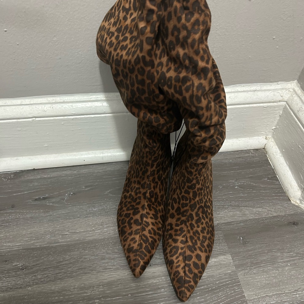 Leopard Print Knee-High Boots